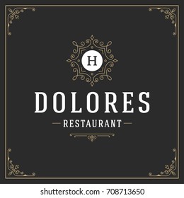 Ornament logo design template vector flourishes calligraphic vintage frame. Good for Luxury Crest, boutique brand, wedding shop, hotel sign.