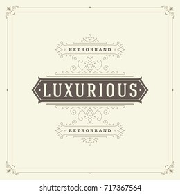 Ornament logo design template vector flourishes calligraphic vintage frame. Good for Luxury Crest, boutique brand, wedding shop, hotel sign.