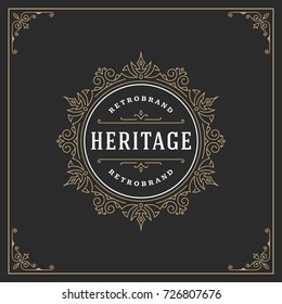 Ornament logo design template vector flourishes calligraphic vintage frame. Good for Luxury Crest, boutique brand, wedding shop, hotel sign.