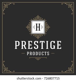 Ornament logo design template vector flourishes calligraphic vintage frame. Good for Luxury Crest, boutique brand, wedding shop, hotel sign.