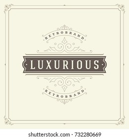 Ornament logo design template vector flourishes calligraphic vintage frame. Good for Luxury Crest, boutique brand, wedding shop, hotel sign.