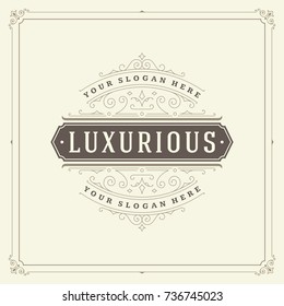 Ornament logo design template vector flourishes calligraphic vintage frame. Good for Luxury Crest, boutique brand, wedding shop, hotel sign.