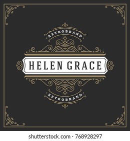 Ornament logo design template vector flourishes calligraphic vintage frame. Good for Luxury Crest, boutique brand, wedding shop, hotel sign.