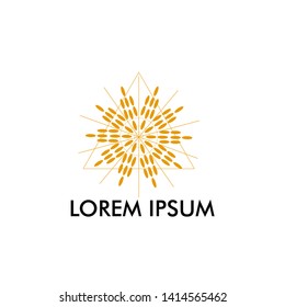ornament logo icon with sun shape for art and creative company