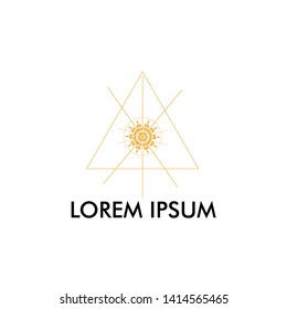 ornament logo icon with sun shape for art and creative company