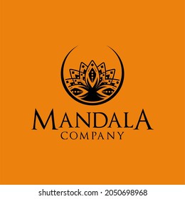 Ornament Logo Icon Vector Design, Elegant Mandala Template Logo, Luxury Spa Logo with Lotus Flower Concept