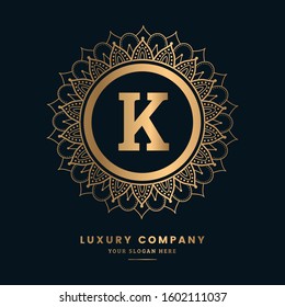 Ornament logo for luxury & royal service. K letter ornament elegant golden Luxury logo.