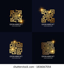 Ornament logo set collection. Minimalist, abstract, creative, simple, digital, luxury, elegant and modern logo template design.