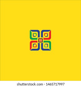 ORNAMENT Logo silhouette design vector. Think idea concept yellow background. template storm power thinking COLORFUL