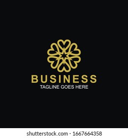 Ornament logo vector with gold colors for salon, spa, boutique. isolated in black background