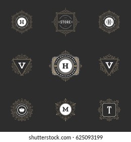 Ornament Logos Design Templates Vector Decoration Set, Flourishes Calligraphic Elegant Royal Frame Lines. Good for Luxury Crest.