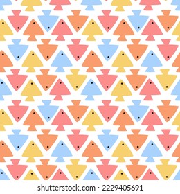The ornament is made of abstract fish of different colors. A retro-style marine illustration with a delicate color scheme. Suitable for printing on textiles and paper. Gift wrapping, bed linen.