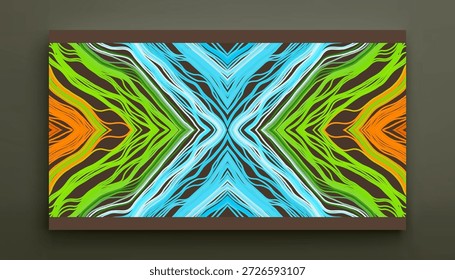 Un adorno hecho de hilos de hilo de color en forma de X. Fondo de pantalla geométrico. Tiras. Ilustración para folleto, póster, portada, tarjeta, presentación, volante o Anuncio.
