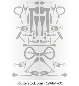 Ornament made up of kitchen utensils.Interior design. Vector illustration.