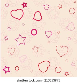 Ornament made of stars, hearts and circles.
