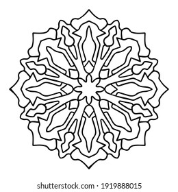 ornament mandala arabesque art, simple easy and basic round floral art for beginners, adults and seniors. Mandalas coloring page template doodle mandalas flower on white background.