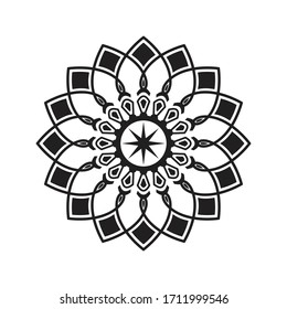 Ornament Mandala Vector blanco y negro dibujado a mano. Bonito diseño circular de elementos para el estilo decorativo