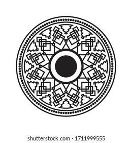 Ornament Mandala Vector black and white hand drawn. Beautiful element round pattern for decorative style