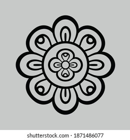 Ornament Mandala Vector dibujado a mano en blanco y negro. Bonito patrón de elementos redondeados para el estilo decorativo. Ilustración del vector 