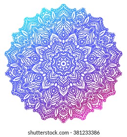 Ornament mandala.Color vector pattern isolated. Hand drawn abstract background. Decorative retro banner isolated. Invitation, wedding card, scrap booking. Tattoo element.
