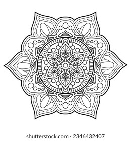 Ornament, mandala,decorative vector black and white color premium