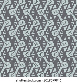 Ornament with meanders cut by lines. Doodle graphics made in black on a light blue background.
