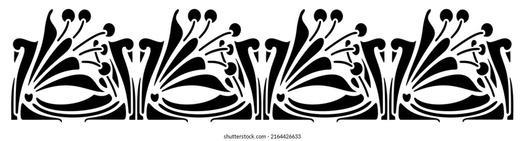 Ornament in modern style. Birds are depicted at the base of the ornament. For printing, stencil cutting. Transferring a pattern to various surfaces. Editable vector file, color replacement.