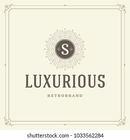 Ornament monogram logo design template vector flourishes calligraphic vintage frame. Good for Luxury Crest, boutique brand, wedding shop, hotel sign.