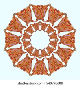Ornament multicolor doodle  mandala. Vintage decorative element. Hand drawn background.