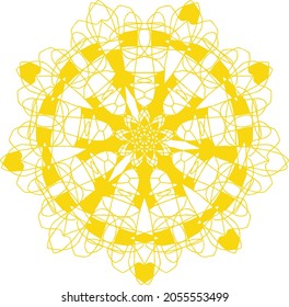 Ornament on the basis of a mandala with a checkerboard alternation of gold and light. Vector. The ability to change to any size without loss of quality.