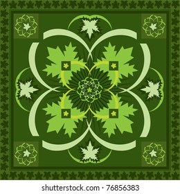 Ornament on the cloth leaves, repetition, interlocking strips, yellow, green, shades