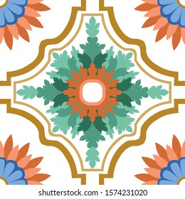 Ornament on Italian tiles, majolica, seamless