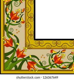  ornament with  orange flowers / corner