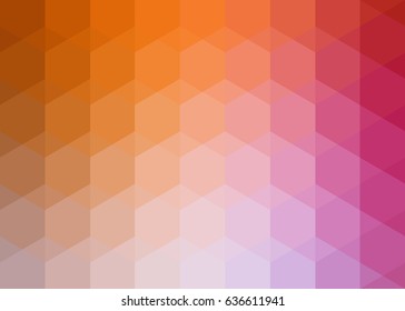 ornament with orange-pink of hexagons and triangles with shadow and reflex / ornament with orange-pink of hexagons and triangles