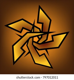 Ornament Oriental vector icon with yellow tones and a beautiful background