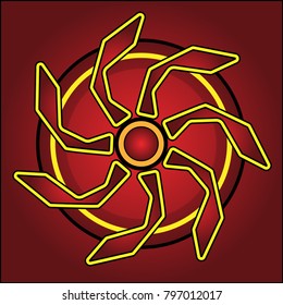 Ornament Oriental vector icon with yellow tones and a beautiful background