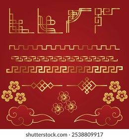 Ornament pack chinese new year element gold