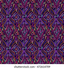 Ornament pattern. Abstract ethnic style background. Hippie fashion fabric. Vector seamless texture for web design, wrapping paper, clothes or interior textile.