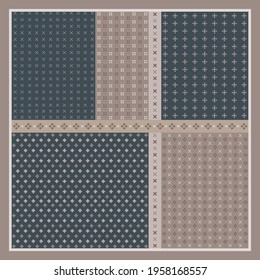 ornament pattern with blue and brown color combination for scarf design