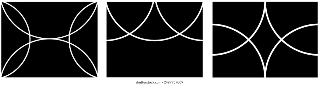 Ornament, pattern of circle, rectangle and black background set , empty set of photo collage vector template moodboard design illustration.