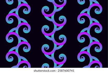 ornament pattern color cyberpunk, vector spiral black
