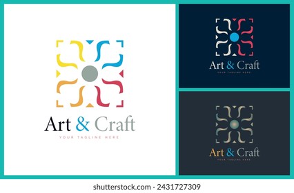 ornament pattern colourful set modern art and craft logo template design 