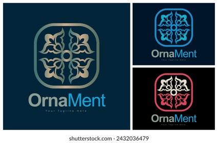 adorno patrón colorido conjunto arte moderno de lujo y diseño de plantilla de logotipo artesanal 
