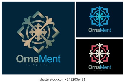 ornament pattern colourful set modern luxury art and craft logo template design 