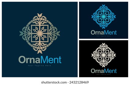 ornament pattern colourful set modern luxury art and craft logo template design 