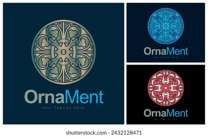 ornament pattern colourful set modern luxury art and craft logo template design 