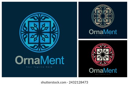 ornament pattern colourful set modern luxury art and craft logo template design 
