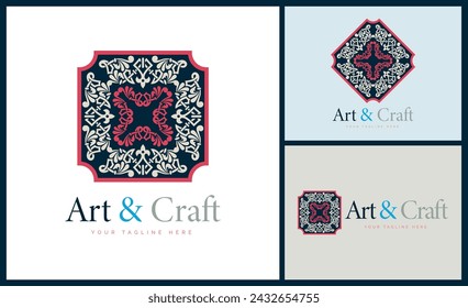 ornament pattern colourful set modern luxury art and craft logo template design 