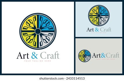 ornament pattern colourful set modern art and craft logo template design 