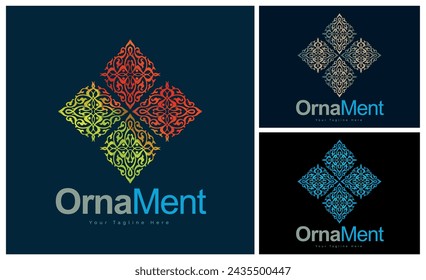 ornament pattern colourful set modern luxury art and craft logo template design